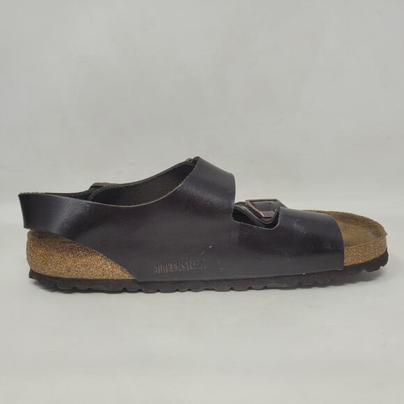 Birkenstock Milano Sandals Mens EU42 US9 Brown Leather Soft Footbed Buckles - Picture 7 of 10
